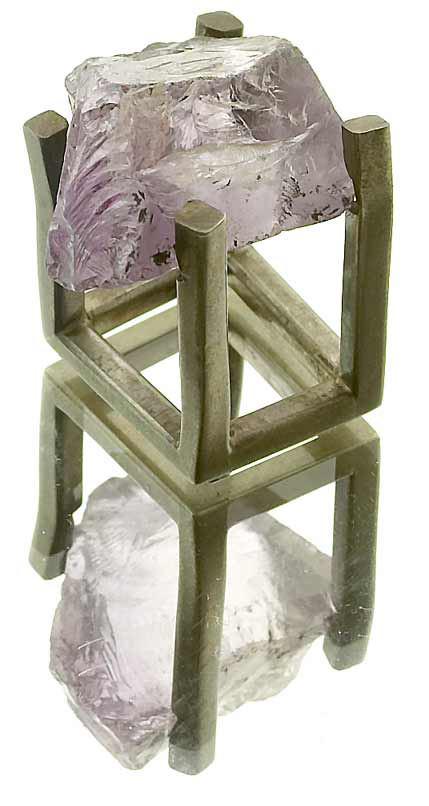 Architektonischer Ring mit Roh Amethyst